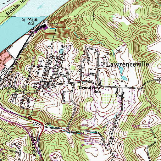 Topographic Map of Lawrenceville, WV