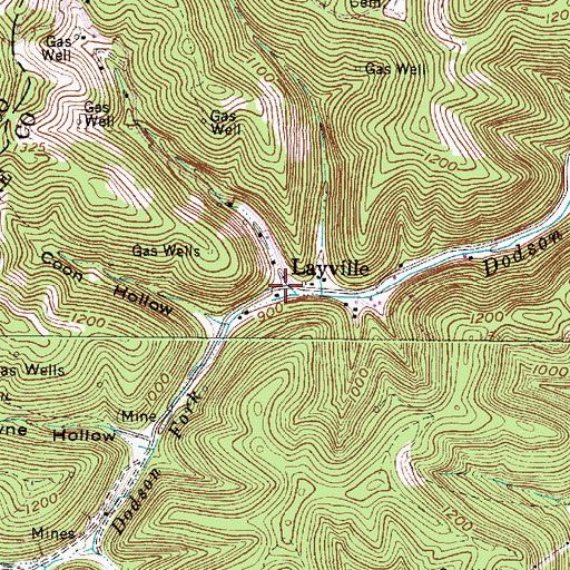 Topographic Map of Layville, WV