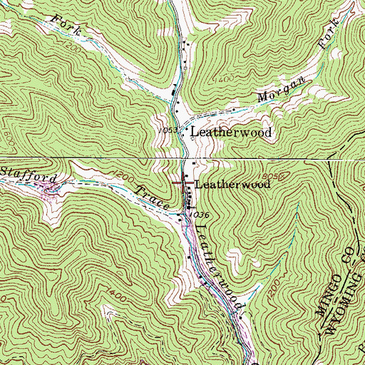 Topographic Map of Leatherwood, WV