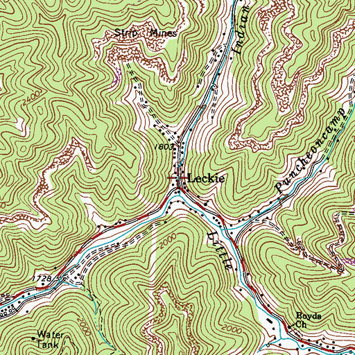 Topographic Map of Leckie, WV