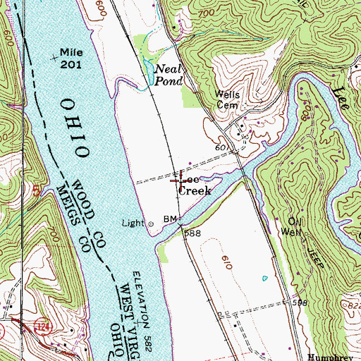 Topographic Map of Lee Creek, WV