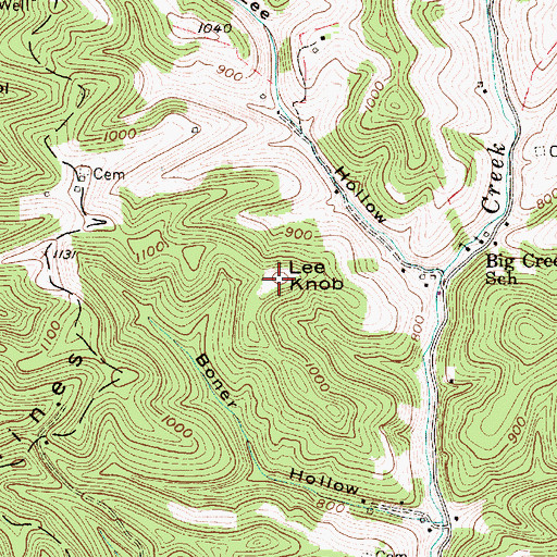 Topographic Map of Lee Knob, WV
