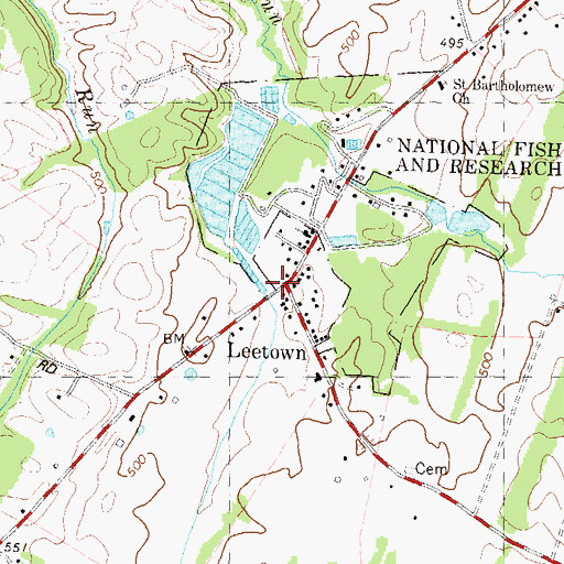 Topographic Map of Leetown, WV