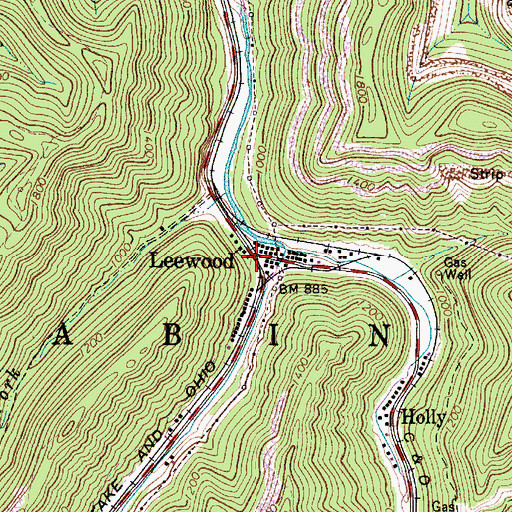 Topographic Map of Leewood, WV