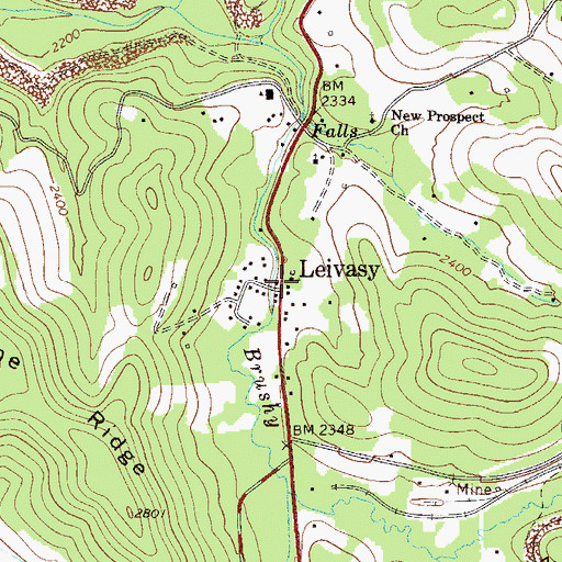Topographic Map of Leivasy, WV