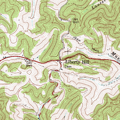 Topographic Map of Liberty Hill, WV