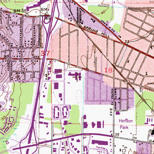 Topographic Map of Sidney Phillips Middle School, AL