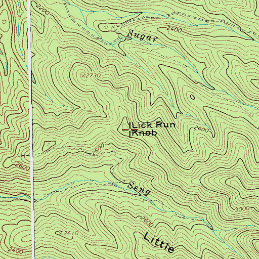 Topographic Map of Lick Run Knob, WV