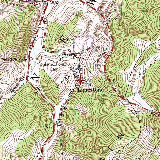 Topographic Map of Limestone, WV
