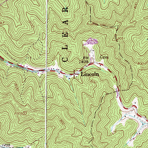 Topographic Map of Lincoln, WV