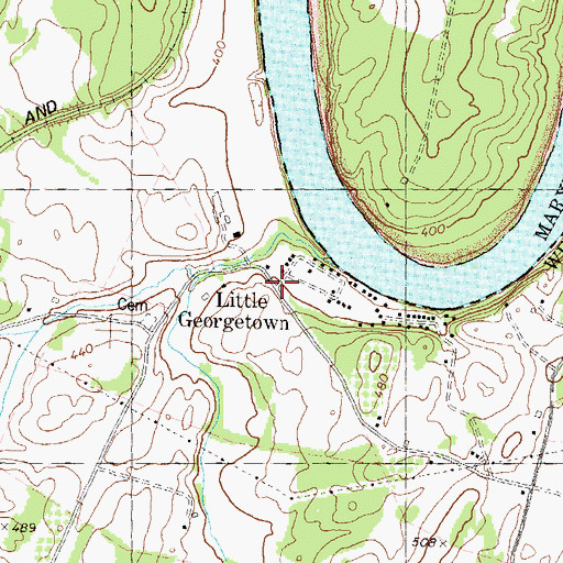 Topographic Map of Little Georgetown, WV