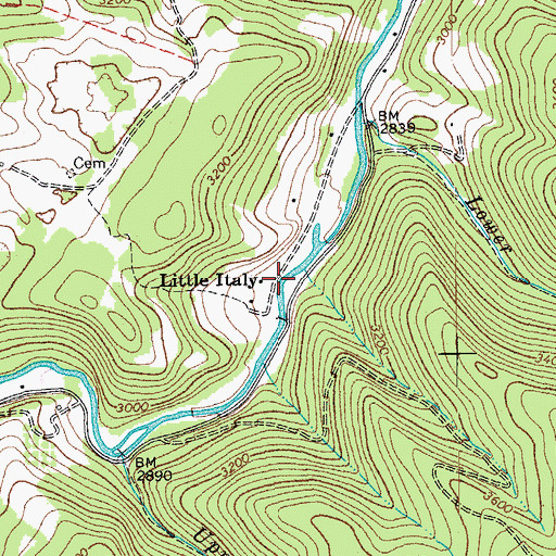 Topographic Map of Little Italy, WV