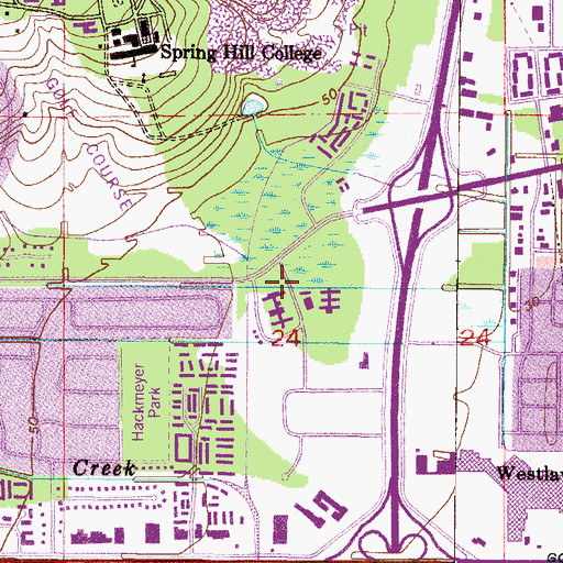 Topographic Map of Springhill Medical Center, AL