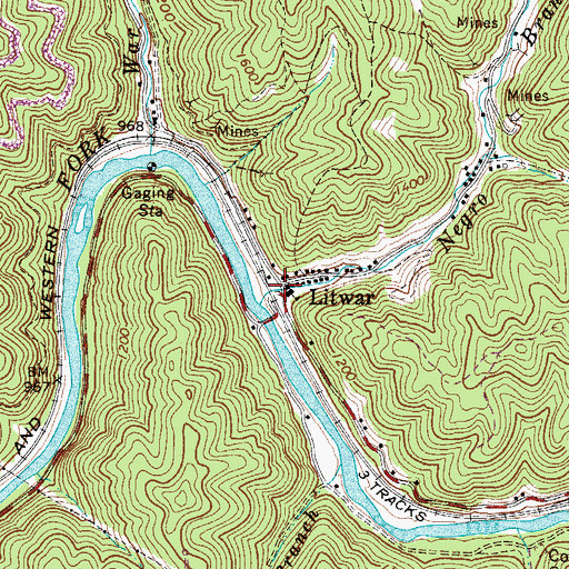 Topographic Map of Litwar, WV