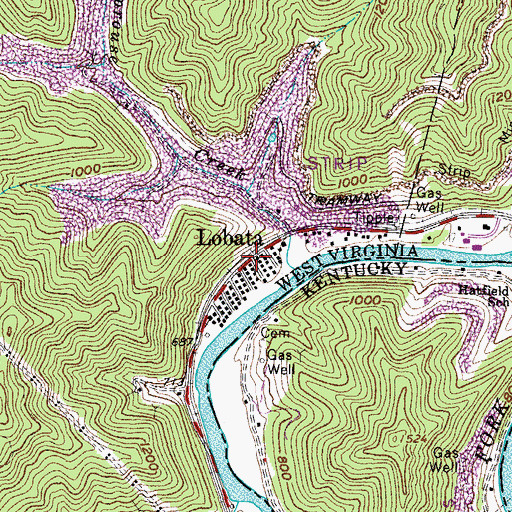 Topographic Map of Lobata, WV