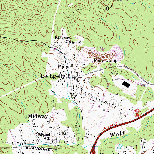 Topographic Map of Lochgelly, WV