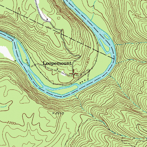 Topographic Map of Loopemount, WV