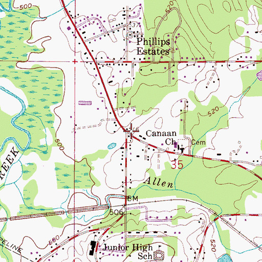 Topographic Map of Hilltop, AL