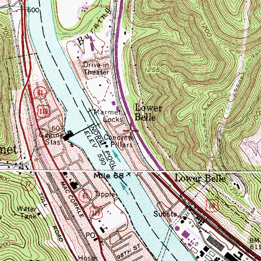 Topographic Map of Lower Belle, WV