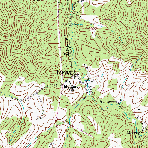 Topographic Map of Lucas, WV