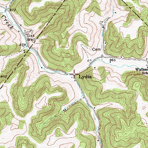 Topographic Map of Lydia, WV