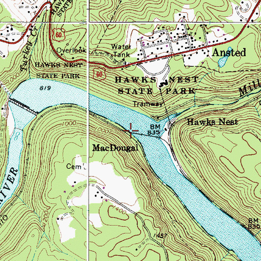 Topographic Map of MacDougal, WV
