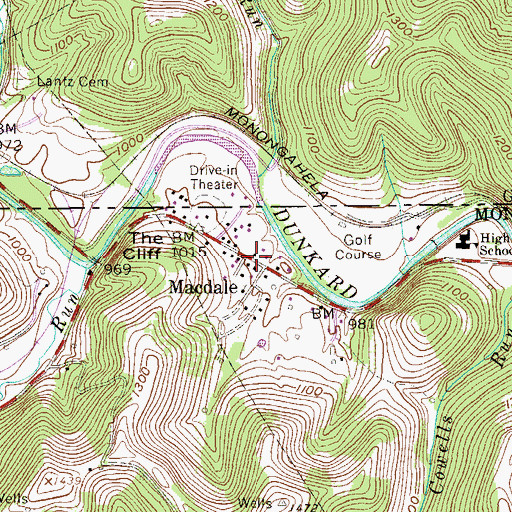 Topographic Map of Macdale, WV