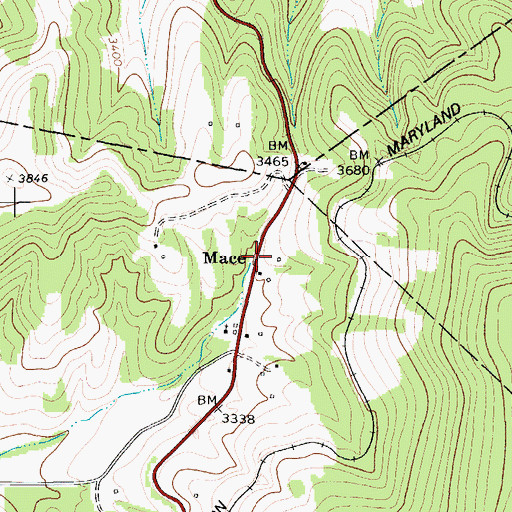 Topographic Map of Mace, WV