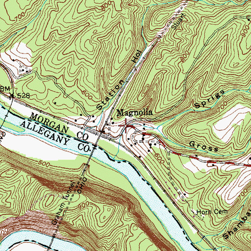 Topographic Map of Magnolia, WV