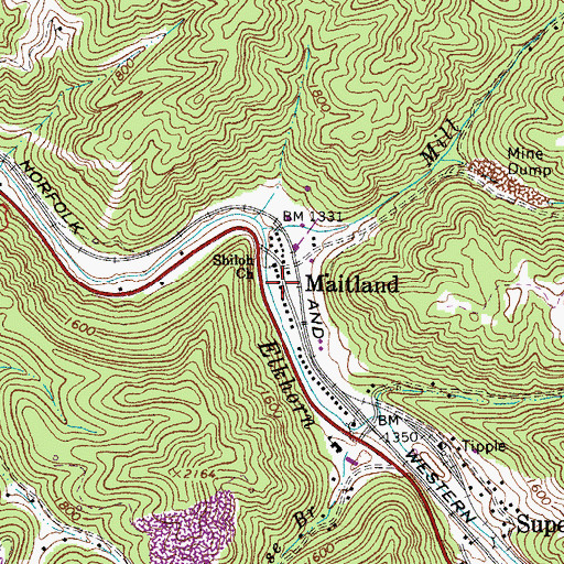 Topographic Map of Maitland, WV