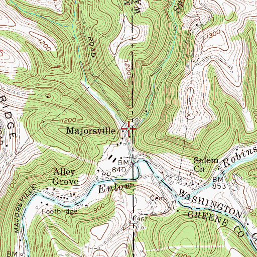 Topographic Map of Majorsville, WV
