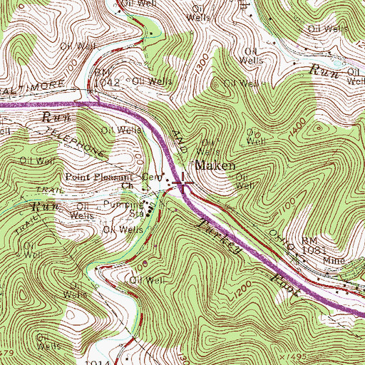 Topographic Map of Maken, WV