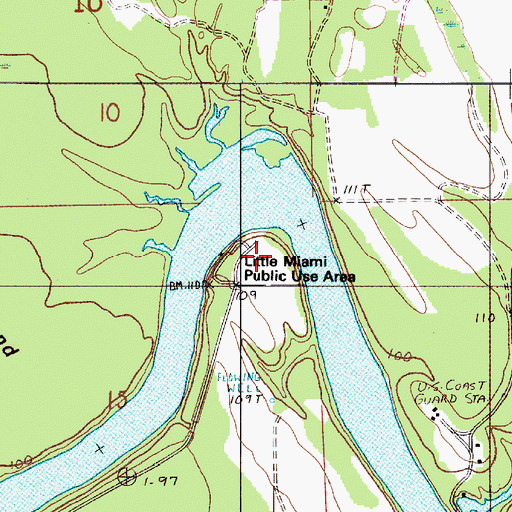 Topographic Map of Little Miami Public Use Area, AL