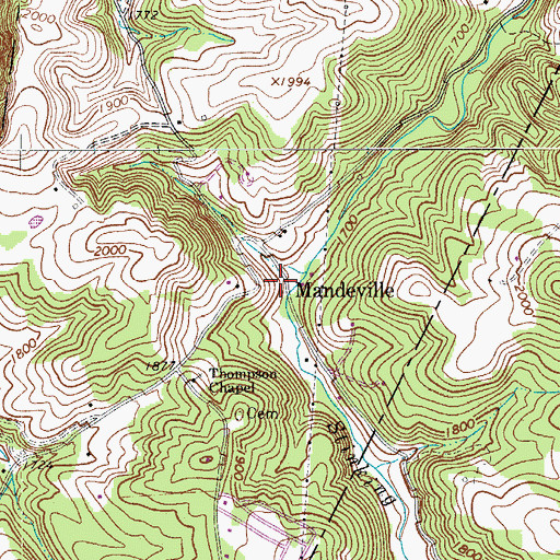 Topographic Map of Mandeville, WV