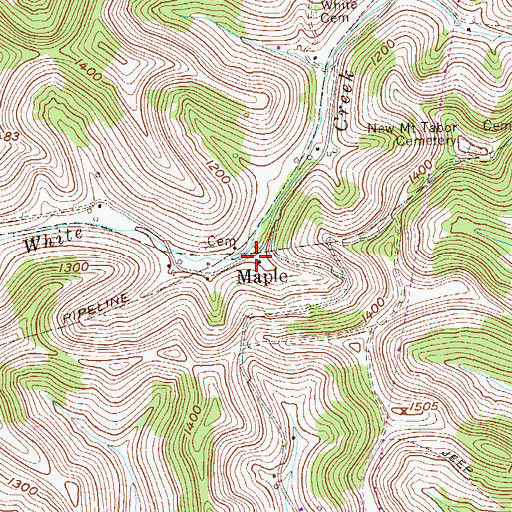 Topographic Map of Maple, WV