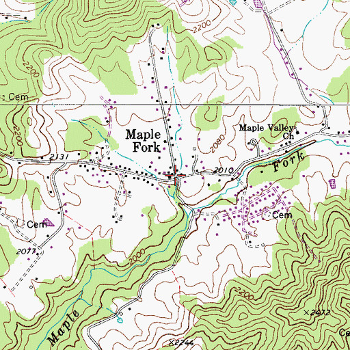 Topographic Map of Maple Fork, WV