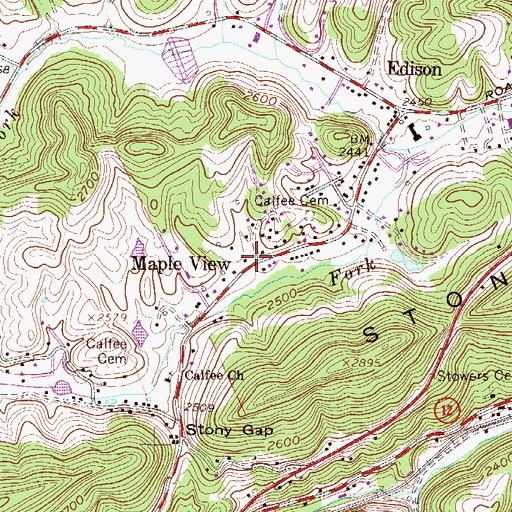 Topographic Map of Maple View, WV