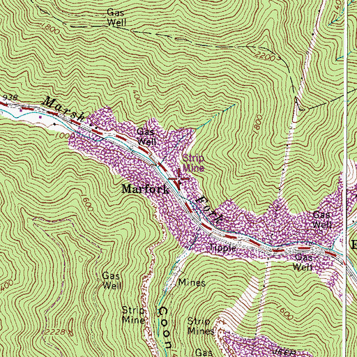 Topographic Map of Marfork, WV