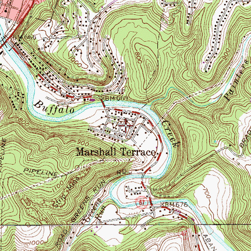 Topographic Map of Marshall Terrace, WV