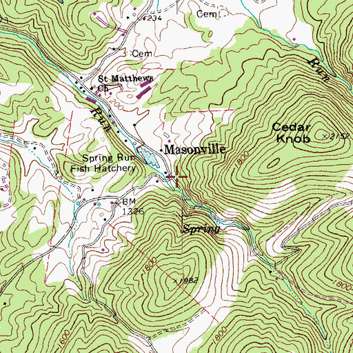Topographic Map of Masonville, WV