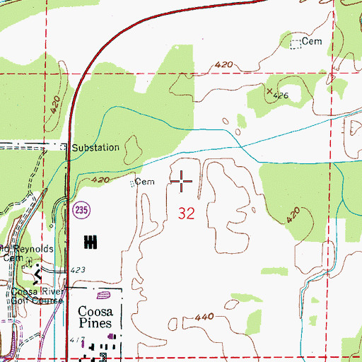 Topographic Map of Abacoochee (historical), AL