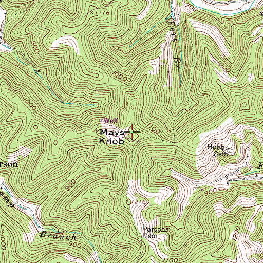 Topographic Map of Mays Knob, WV