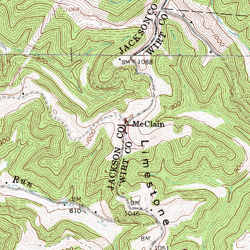 Topographic Map of McClain, WV