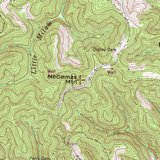 Topographic Map of McComas Mountain, WV