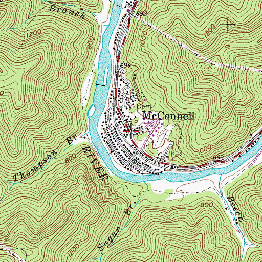 Topographic Map of McConnell, WV