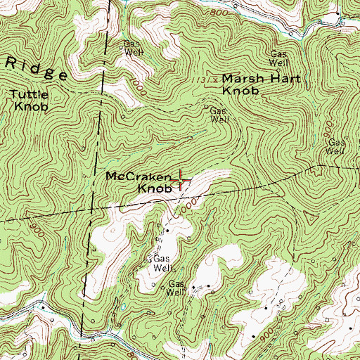 Topographic Map of McCraken Knob, WV