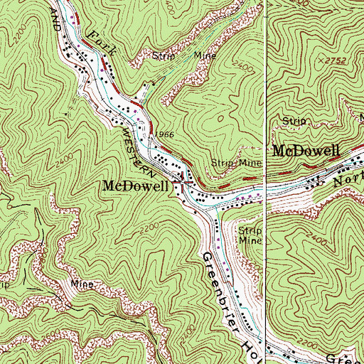 Topographic Map of McDowell, WV
