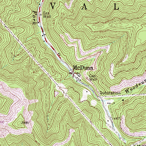 Topographic Map of McDunn, WV