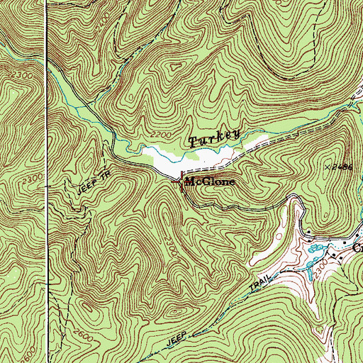 Topographic Map of McGlone, WV
