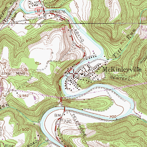 Topographic Map of McKinleyville, WV